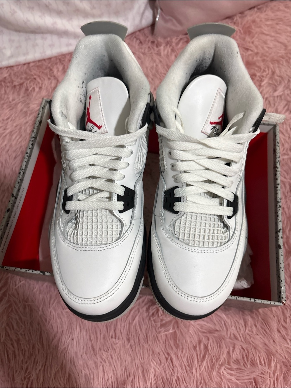 Jordan Kids White, Black and Red Retro Basketball Sneakers